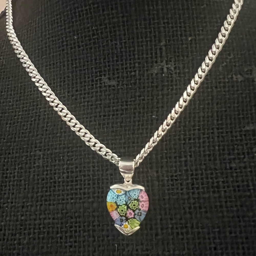 Alan K millefiori sterling silver necklace